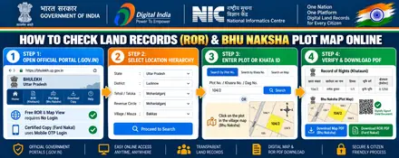4-Step Visual Process to Check Digital Land Records and Cadastral Plot Maps Online in India
